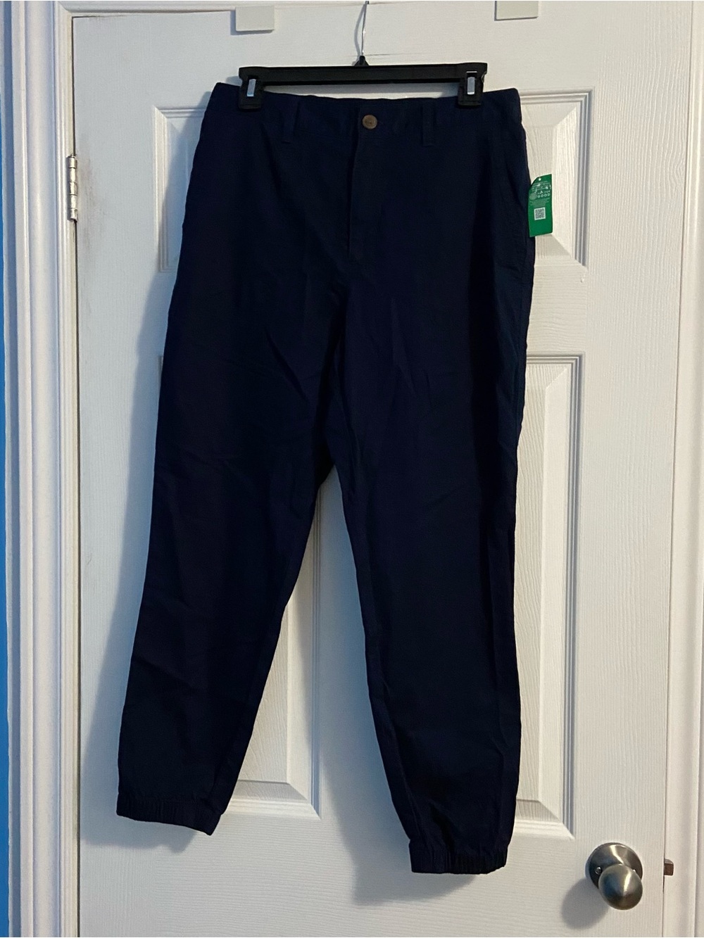 NWT GAP Women’s Navy Blue Girlfriend Jogger Cuffed Pants 100% Cotton Size 10
